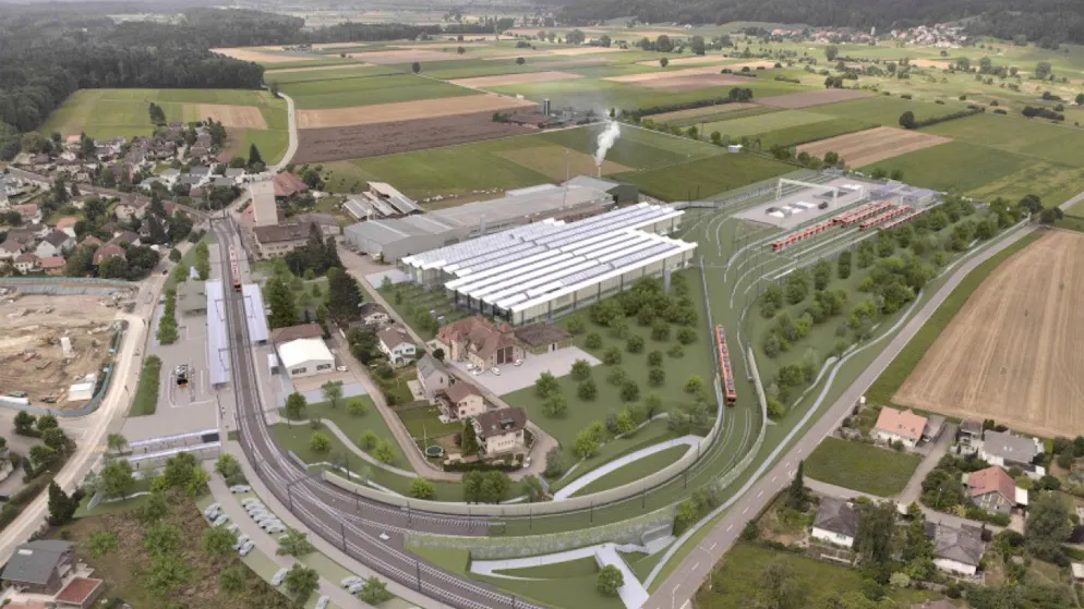 Der RBS will ein neues Depot in Bätterkinden bauen. (Visualisierung)