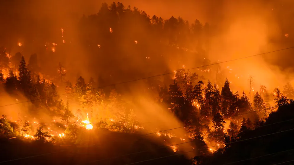 Der Waldbrand im Oberwallis konnte in der Nacht auf Dienstag noch nicht unter Kontrolle gebracht werden.