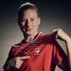 Switzerland's Julia Stierli poses for a portrait during a training camp of the Swiss women's national football team on Thursday, June 29, 2023 at the Grand Hotel des Bains in Yverdon, Switzerland. The Swiss team will take part in the Women's World Cup in Australia and New Zealand from 20 July to 20 August. (KEYSTONE/Gabriel Monnet)