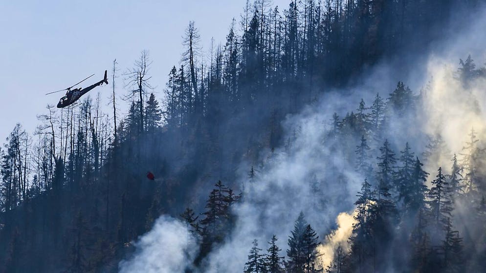 L'incendio sopra al villaggio di Bitsch, nell'Alto Vallese