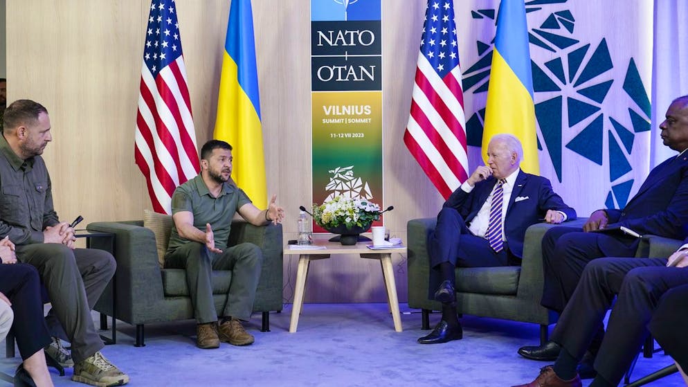 Selenksyj und Biden am Nato-Treffen am 12. Juli 2023 in Vilnius, Litauen.