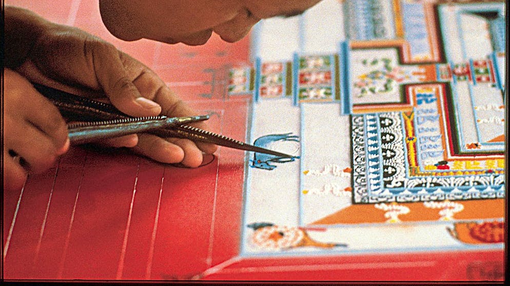 Tibetische Mönche erschaffen ein Mandala im Kunstmuseum Basel - Gallery. Ein Mandala entsteht (Archivbild).