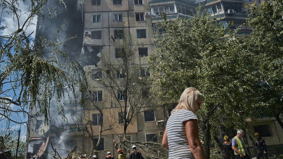 Un edificio di Kryvyi Rih bombardato dai Russi.