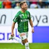 St. Gallens Christian Witzig bejubelt sein 1-1 im Fussball Super League Spiel zwischen dem FC St. Gallen und dem FC Luzern, am Sonntag, 6. August 2023, im Kybunpark in St. Gallen. (KEYSTONE/Gian Ehrenzeller)