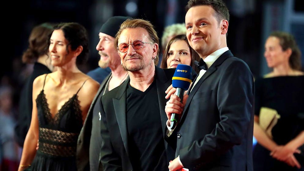 U2 lead singer Bono Vox last night in Sarajevo.