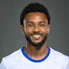 Le defenseur lausannois Chris Kablan du club de football de Super League du FC Lausanne-Sport, LS, pose lors de la seance officiel de portrait ce mardi 11 juillet 2023 au stade de la Tuiliere a Lausanne. (KEYSTONE/Laurent Gillieron)