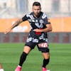 From left, Yverdons player Mauro Rodrigues and Luganos player Renato Steffen, during the Super League soccer match FC Lugano against FC Yverdon-Sport, at the Cornaredo Stadium in Lugano, Sunday, August 13, 2023. (KEYSTONE/Ti-Press/Davide Agosta)