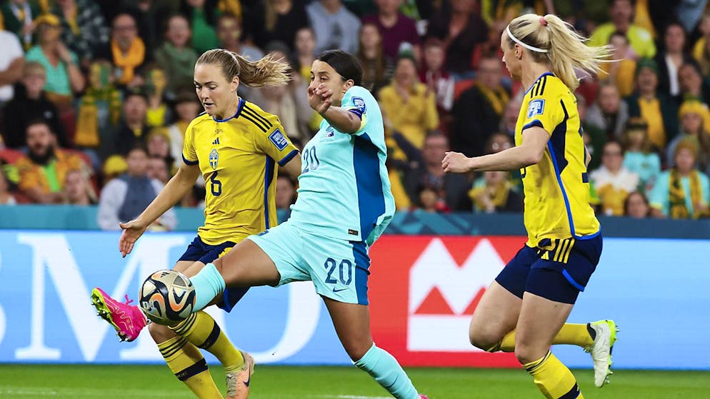 Australiens Starstürmerin Sam Kerr (in Grün) blieb im Spiel um Platz 3 ohne Torerfolg
