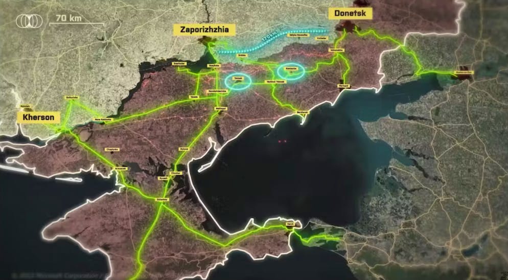 Situazione in Ucraina. Good Times Bad Times spiega perché il rifornimento delle truppe russe in Crimea e Zaporizhzhya è potenzialmente in pericolo: questa mappa mostra le linee ferroviarie dell'area su cui l'esercito russo ha tradizionalmente fatto molto affidamento.