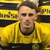 YB's players pose prior to the UEFA Champions League Play-offs 2nd leg match between Switzerland's BSC Young Boys and Israel's Maccabi Haifa, at the Wankdorf stadium, in Berne, Switzerland, Tuesday, August 29, 2023. (KEYSTONE/Peter Klaunzer)