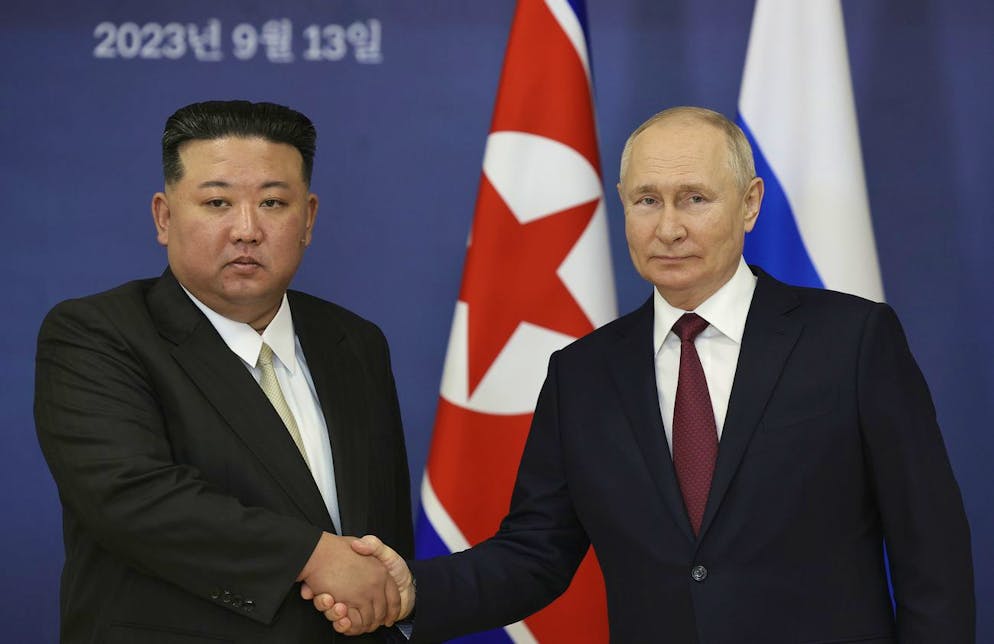 Il presidente russo Vladimir Putin e il leader nordcoreano Kim Jong Un durante il loro incontro di mercoledì.