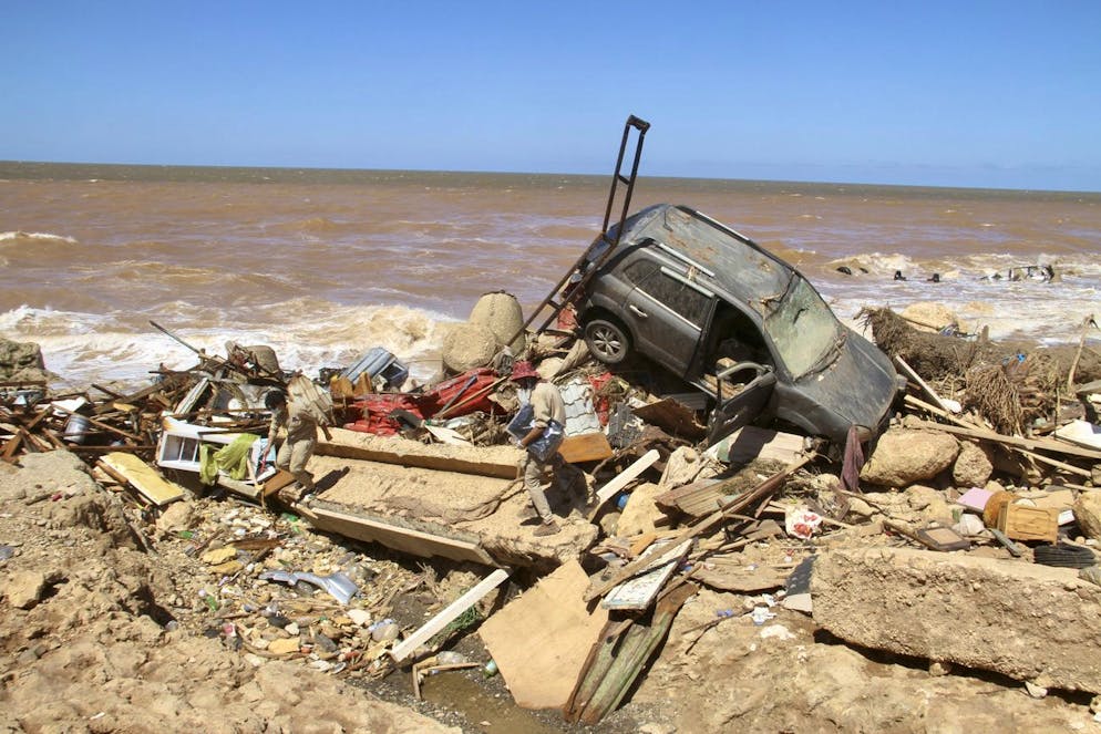 Inondazioni in Libia. I detriti a Derna fotografati mercoledì.