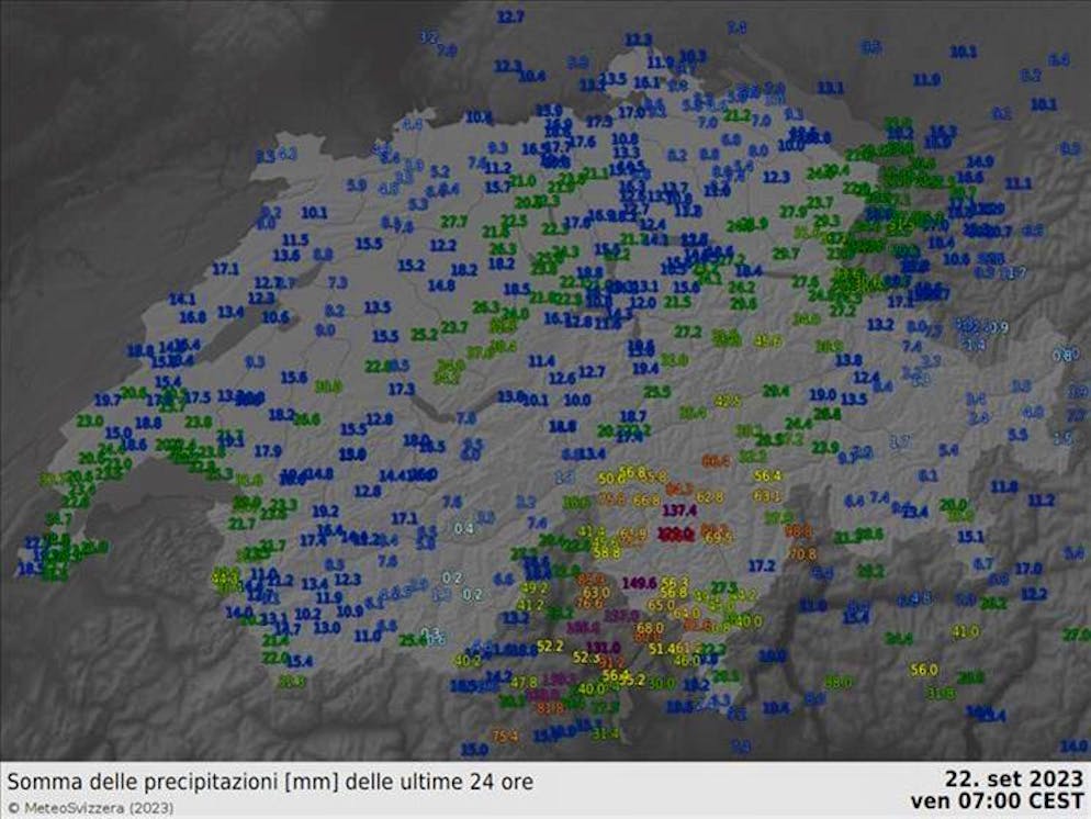 Somma precipitazioni nelle ultime 24 ore