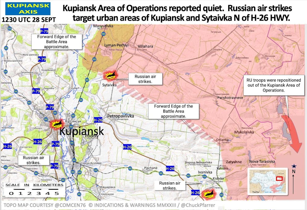 Eine aktuelle Karte des nördlichen Frontabschnitts vom Ex-US-Navy-Soldaten Chuck Pfarrer.