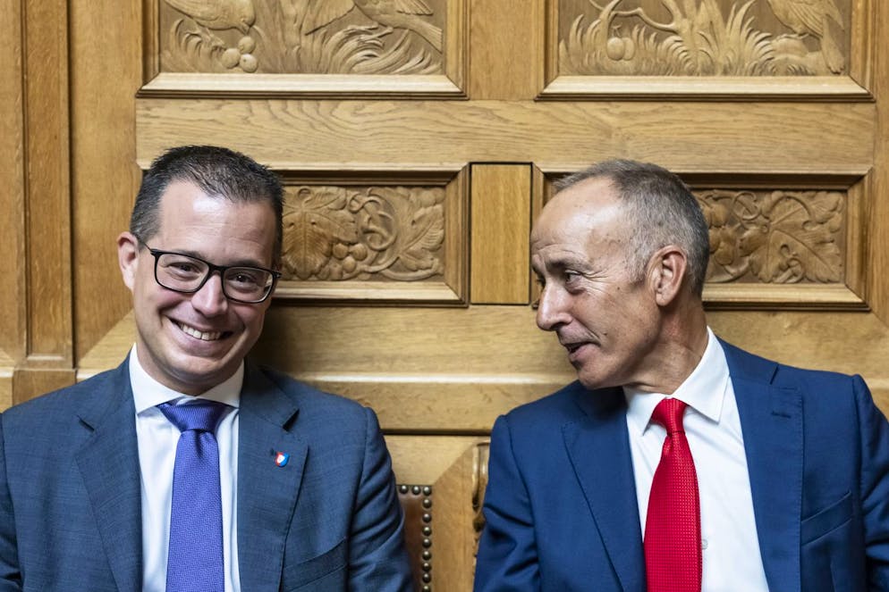 I due consiglieri nazionali ticinesi che non si ricandidano:  a sinistra Marco Romano (Il Centro) con a destra Rocco Cattaneo (PLR).