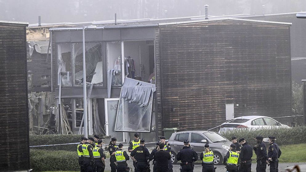 Un'abitazione di Uppsala dove ieri è avvenuta un'esplosione in cui è morta una donna di 25 anni. (foto del 28 settembre 2023)