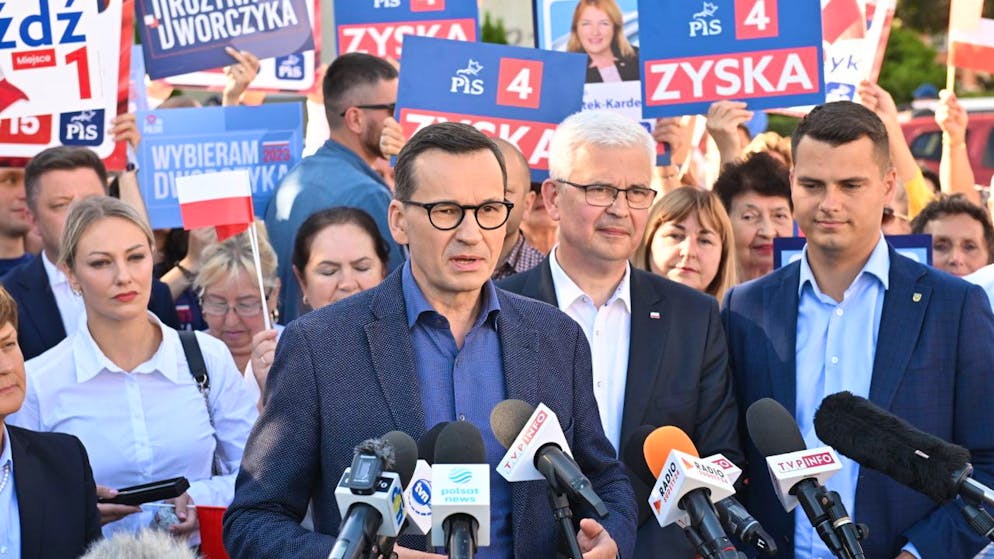 Nella foto, il primo ministro Mateusz Morawiecki. Il prossimo 15 ottobre si terranno in Polonia le elezioni parlamentari.