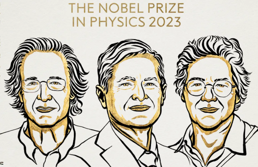 Pierre Agostini, Ferenc Krausz und Anne L'Huillier (v. l.) teilen sich den Physik-Nobelpreis 2023.