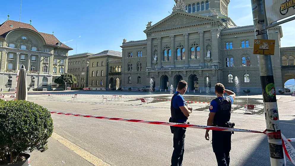 Der abgesperrte Bundesplatz am frühen Donnerstagnachmittag.