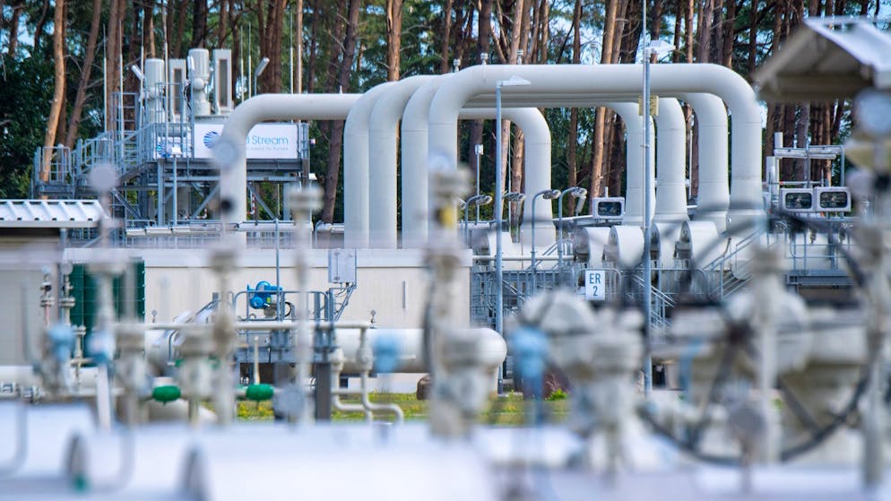 Rohrsysteme und Absperrvorrichtungen in der Gasempfangsstation der Ostseepipeline Nord Stream in Lubmin.