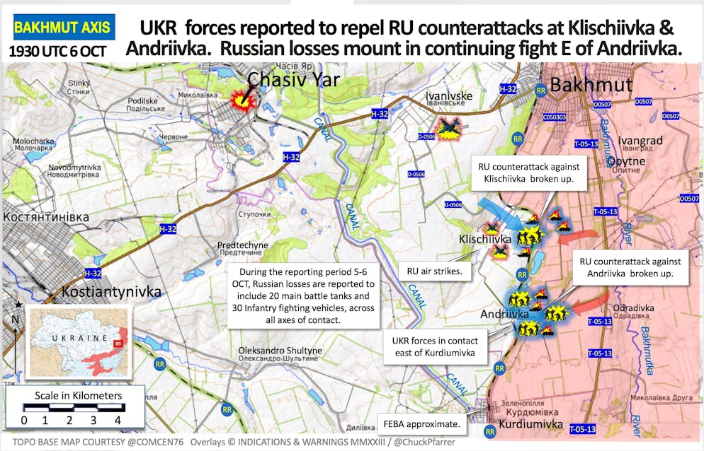 Die Lage südlich von Bachmut.