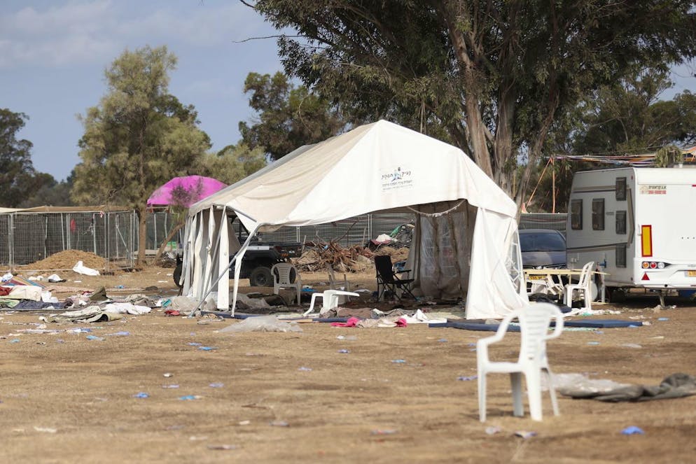 Das Festivalgelände nach dem brutalen Massaker, das Hamas-Terroristen am Samstag angerichtet haben.