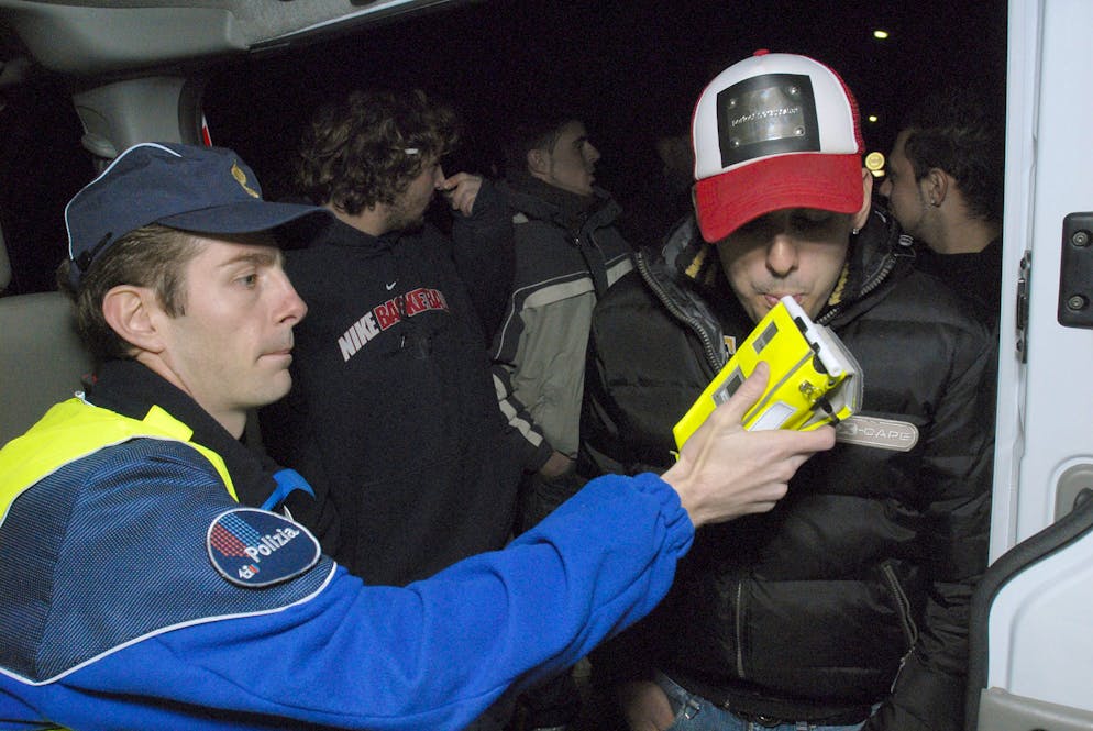 Immagine illustrativa d'archivio di un test alcolemico.