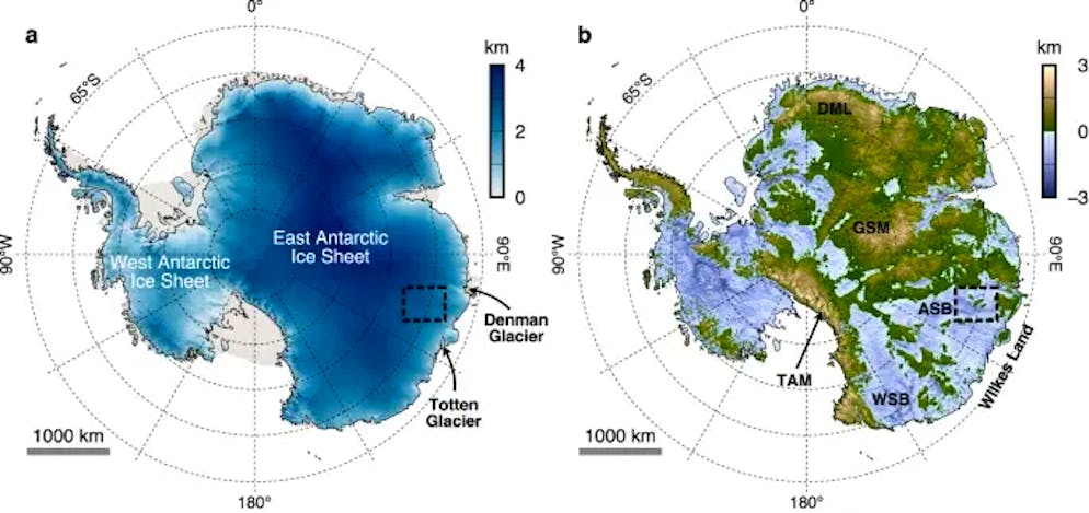 Antarctica consists of a western part and an eastern part.