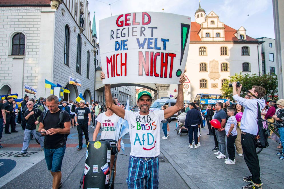 Die Proteste gegen Corona-Massnahmen haben Staatsverweigerer ermutigt, sich aus der Deckung zu wagen – hier bei einer Demo am 3. Oktober 2023 in München.