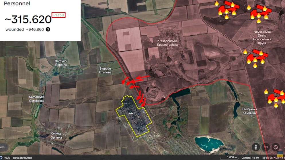Drohnen-Schlacht im Norden von Awdijiwka. Nicht zuletzt wegen der fehlenden Artillerie-Unterstützung schlagen die russischen Offensivbemühungen fehl. Die ukrainische Armee beziffert die gegnerischen Verluste am 16. November auf 1330. Das Gros von ihnen ist in Awdijiwka gestorben.