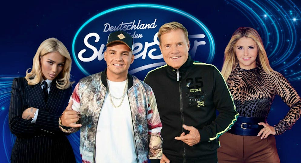 Jury der 21. Staffel von «Deutschland sucht den Superstar»: (vl) Loredana, Pietro Lombardi, Chef Dieter Bohlen, Beatrice Egli.