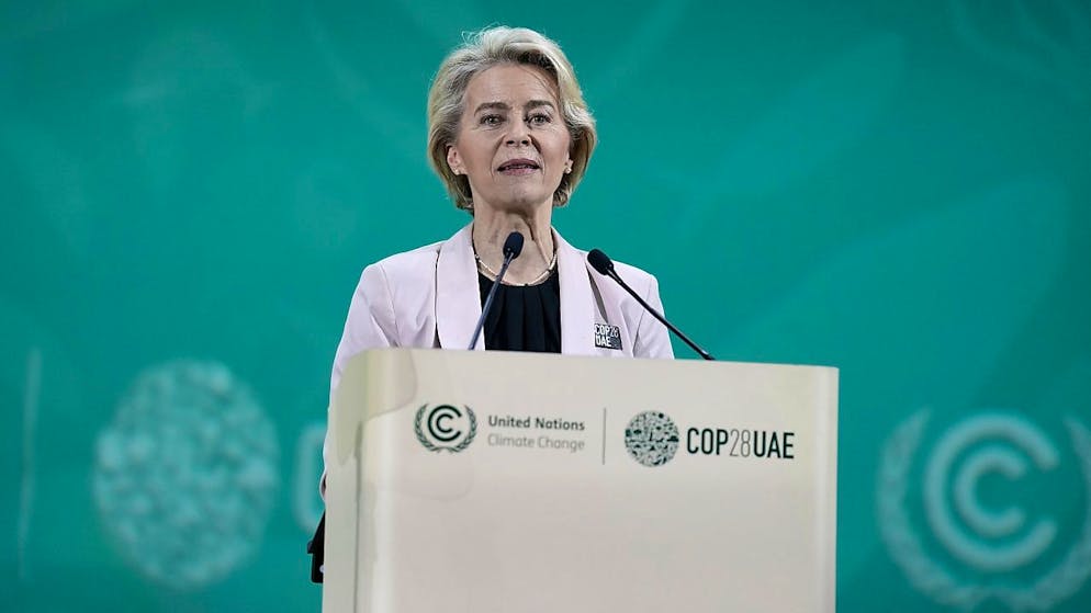 La presidente della Commissione europea, Ursula von der Leyen alla Cop28