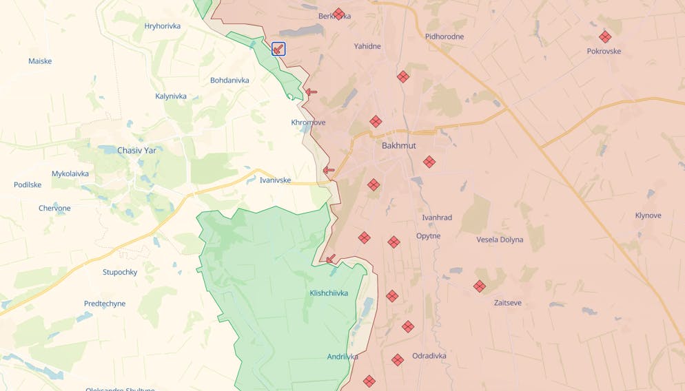 L'esercito russo si fa strada: Bachmut è ora chiaramente nelle sue mani.
