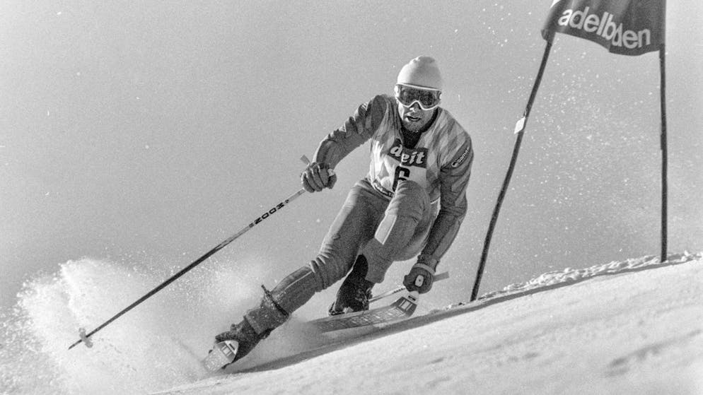 Ingemar Stenmark tra le porte dello slalom gigante nel 1980 