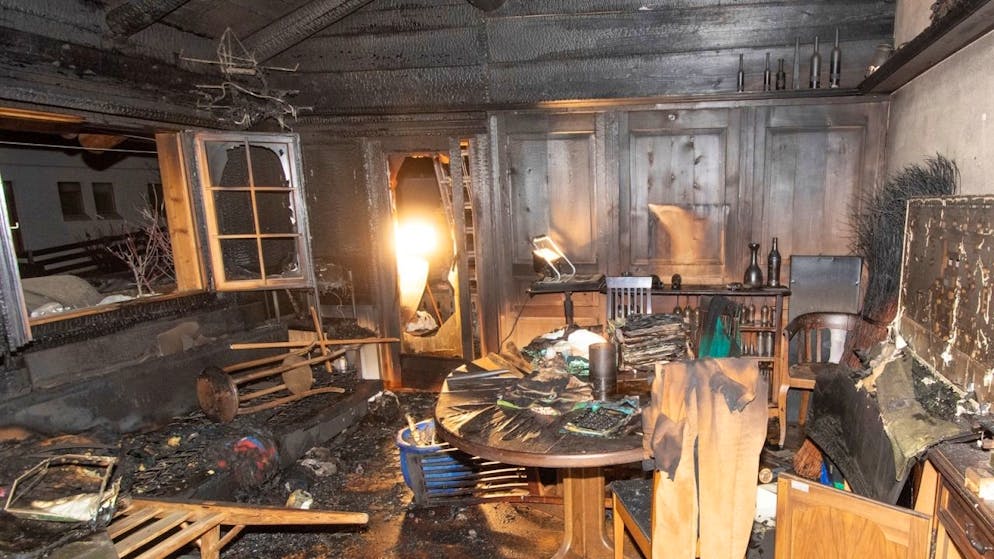 L'appartamento andato a fuoco a Fideris (GR)