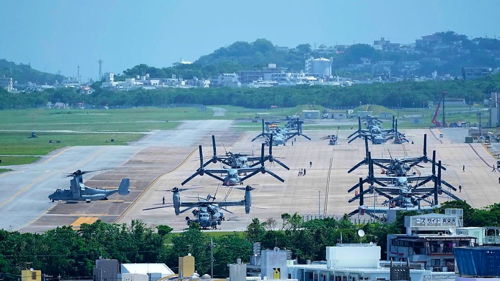 La base aerea americana di Futenma, a sud dell'isola. Dalla fine della Seconda guerra mondiale, Okinawa ospita oltre la metà delle truppe degli Stati Uniti in Giappone, circa 30'000 marines. (Foto archivio)