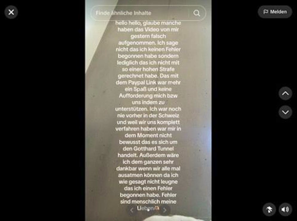 La TikToker tedesca si è ora scusata con un lungo post.