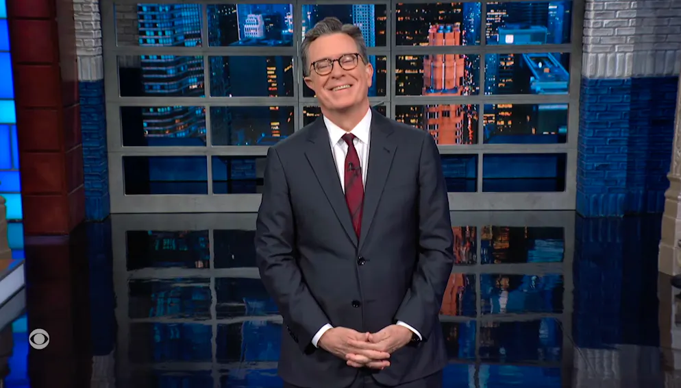 Vielsagend: Colberts Gesicht nach dem Globus-Einspieler.