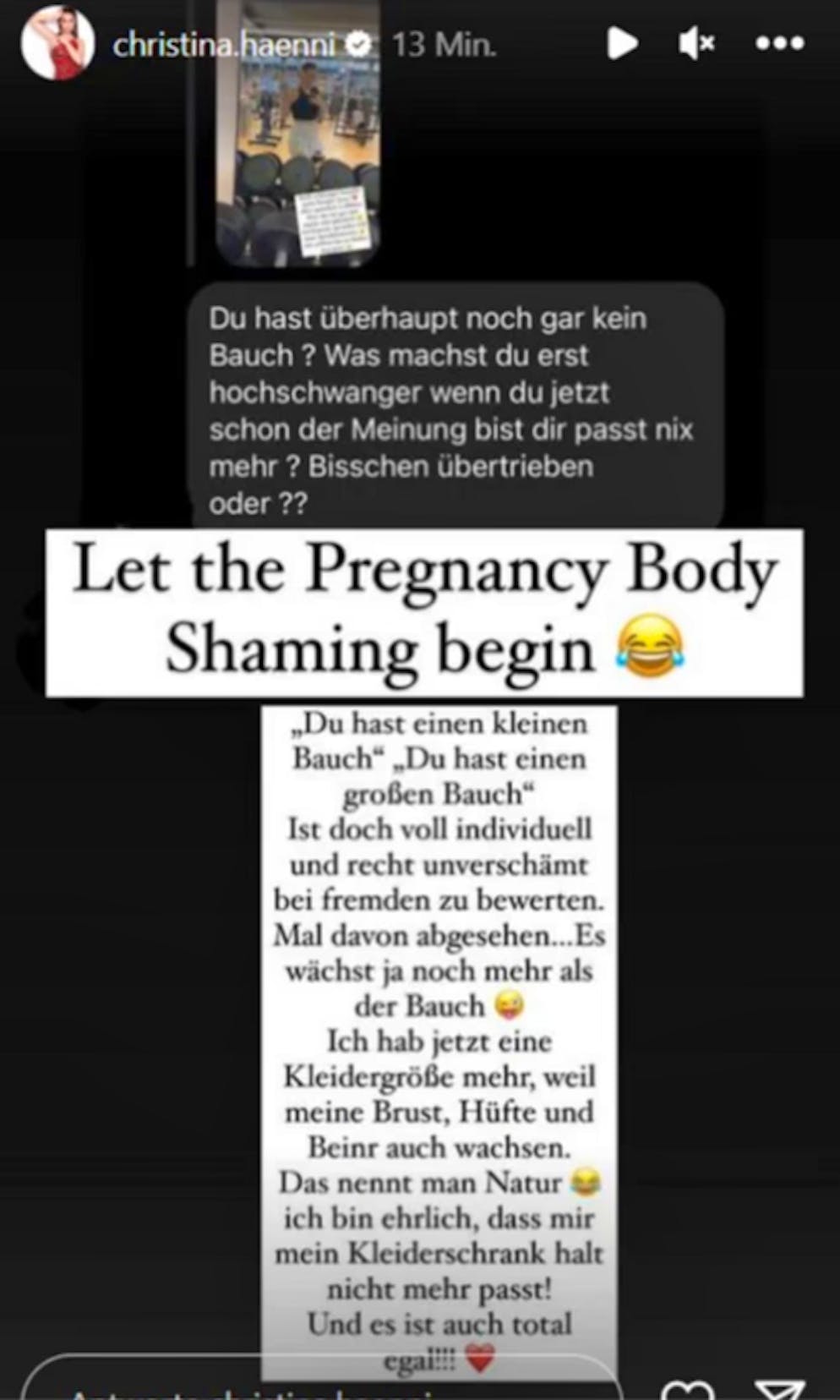 Diesen Post veröffentlichte Christina Hänni auf ihrem Instagram-Kanal genervt.