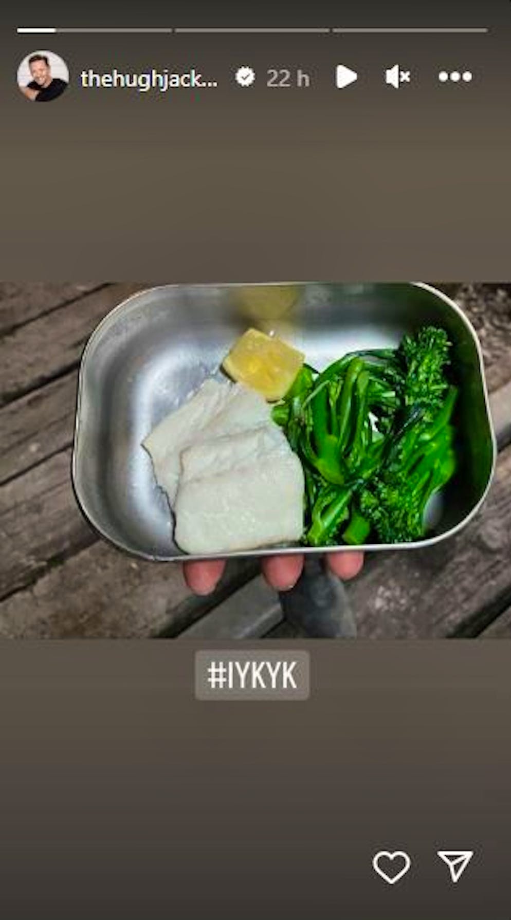 Uno dei pasti che Hugh Jackmand ha condiviso nelle sue storie di Instagram.