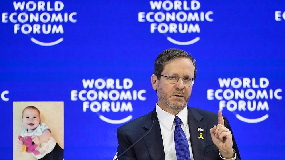 Il presidente israeliano Isaac Herzog oggi al WEF di Davos