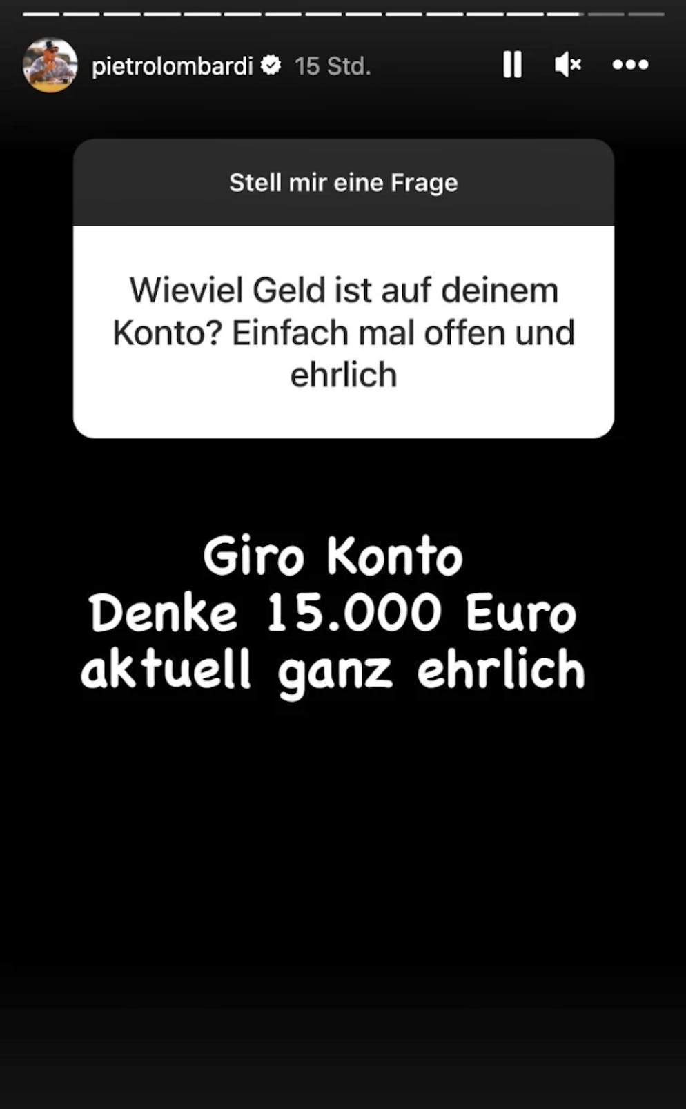 Lombardi antwortet «ganz ehrlich» auf die Frage eines Followers.