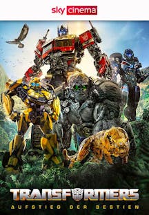 Transformers Aufstieg der Bestien Artwork mit einer Gruppe Transformers in Angriffsposition