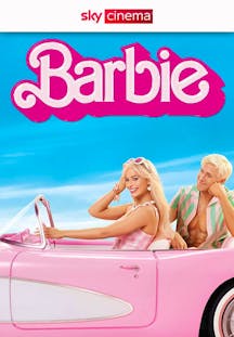 Barbie Artwork mit Barbie und Ken im pinken Auto