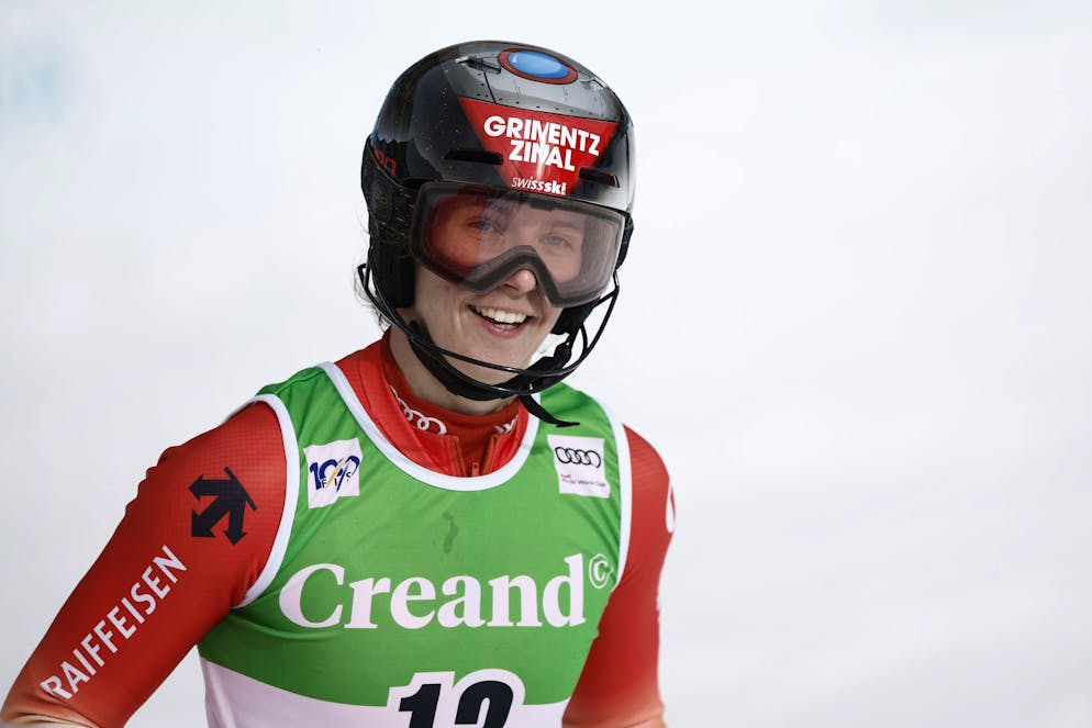 Camille Rast, souriante, après sa performance.