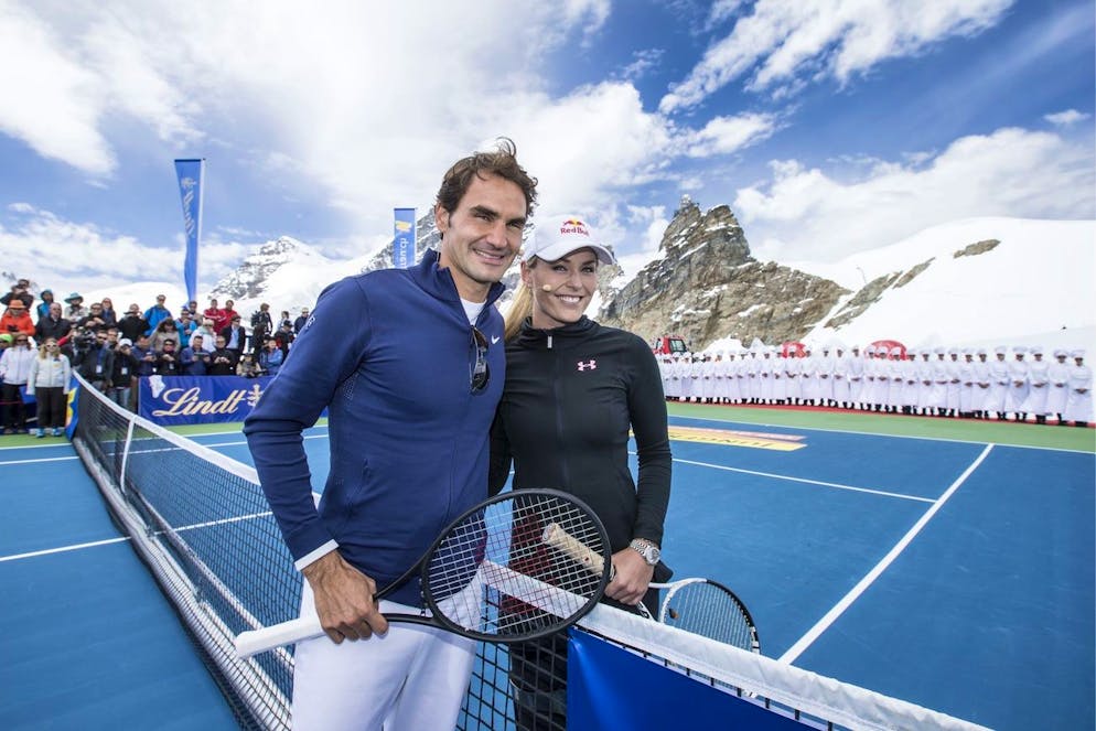 Nel luglio 2014, Federer e Vonn si sono incontrati per una partita di tennis sullo Jungfraujoch a 3454 metri.