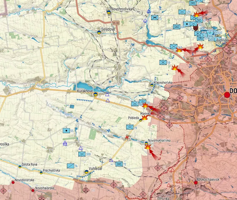 Über Marjinka und Nowomychajliwka will die russische Armee in den Norden von Wuhledar kommen.