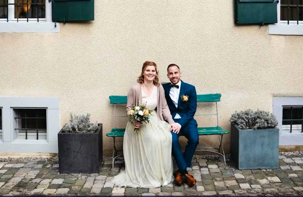 Zwischenzeitlich viral gegangen – das frisch getraute Brautpaar Raphael und Lara.