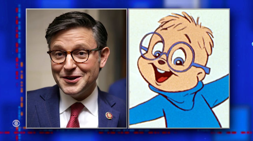 US-Politiker Mike Johnson – laut Colbert die böse Variante von Simon aus «Alvin und die Chipmunks».