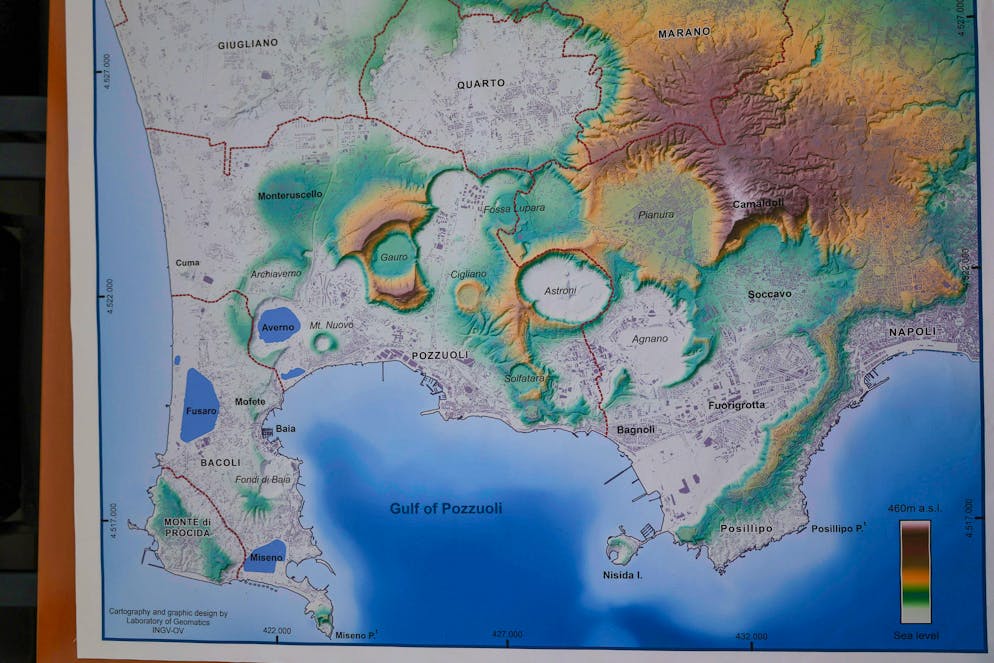 Eine Karte der Gefahrenzone bei Pozzuoli.
